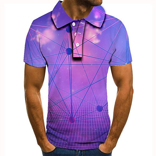 

Men's 3D Graphic Polo Basic Daily Shirt Collar Purple / Short Sleeve