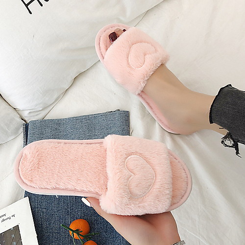 

Women's Slippers & Flip-Flops Fuzzy Slippers Summer Flat Heel Round Toe Daily Solid Colored Cotton Black / Purple / Yellow