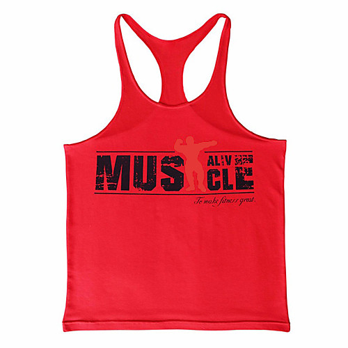 

Men's Graphic Letter Print Slim Tank Top Active Daily Sports Weekend Round Neck White / Black / Blue / Red / Yellow / Summer / Sleeveless
