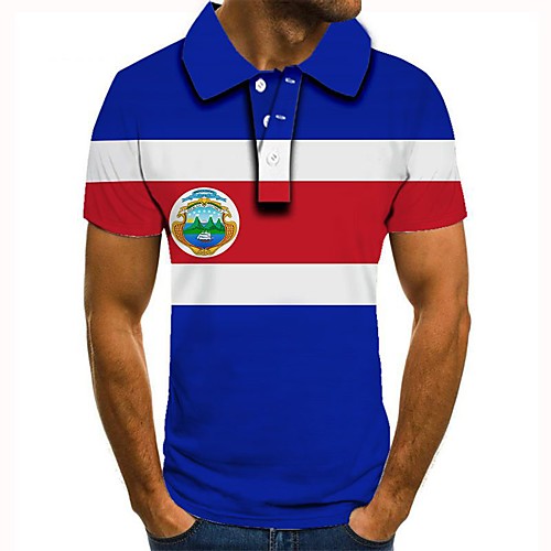 

Men's 3D Graphic Polo Basic Daily Shirt Collar Blue / Short Sleeve