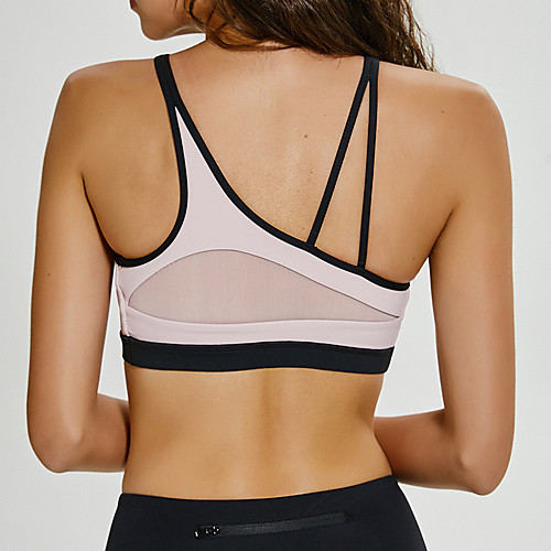 

Women's Sports Bra Medium Support Patchwork Strappy Fashion Black Pink Blue Nylon Mesh Yoga Running Fitness Bra Top Sport Activewear Breathable Comfort Quick Dry Freedom Moisture Wicking Stretchy