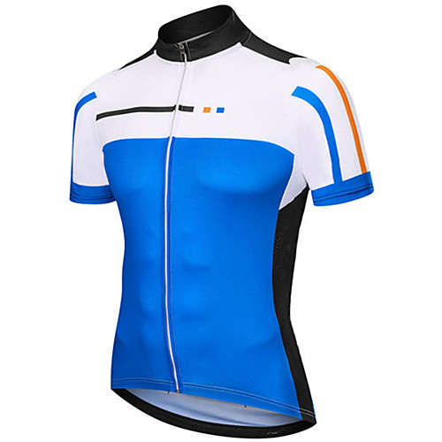 

21Grams Men's Short Sleeve Cycling Jersey Polyester Blue / White Patchwork Bike Jersey Top Mountain Bike MTB Road Bike Cycling UV Resistant Breathable Quick Dry Sports Clothing Apparel / Stretchy