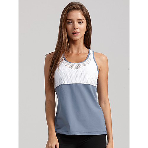 

Women's Yoga Top Tank Top Patchwork Fashion Gray Mesh Elastane Running Fitness Gym Workout Vest / Gilet Sport Activewear Breathable Comfort Quick Dry Stretchy