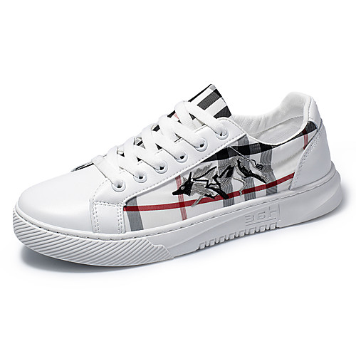 

Men's Fall Daily Outdoor Sneakers Walking Shoes PU Breathable Non-slipping Shock Absorbing White / Black
