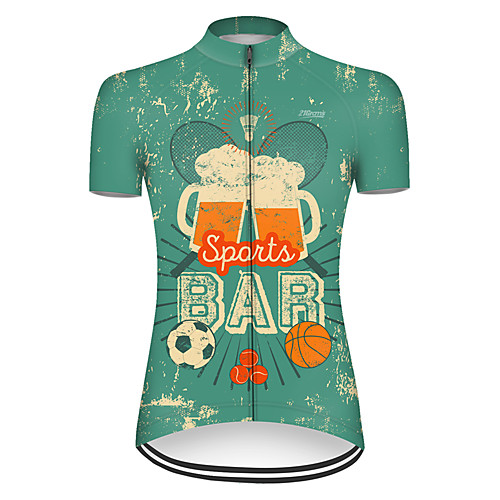 

21Grams Women's Short Sleeve Cycling Jersey Green Oktoberfest Beer Bike Top Mountain Bike MTB Road Bike Cycling Breathable Sports Clothing Apparel / Micro-elastic