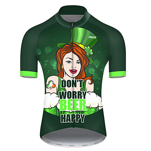 

21Grams Men's Short Sleeve Cycling Jersey Polyester Green Polka Dot Gradient Oktoberfest Beer Bike Jersey Top Mountain Bike MTB Road Bike Cycling Breathable Quick Dry Ultraviolet Resistant Sports