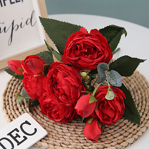 

30cm Korean Style 5 Head Philip Persian Rose Artificial Flower Home Wedding Peony Flower 1 Bunch