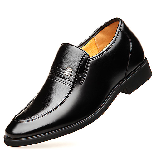 

Men's Fall / Spring & Summer Business / Classic Wedding Daily Loafers & Slip-Ons Walking Shoes Leather Height-increasing Wear Proof Brown / Black