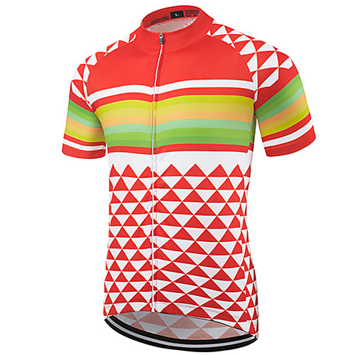 

21Grams Men's Short Sleeve Cycling Jersey Polyester Red / White Plaid / Checkered Stripes Bike Jersey Top Mountain Bike MTB Road Bike Cycling UV Resistant Breathable Quick Dry Sports Clothing Apparel