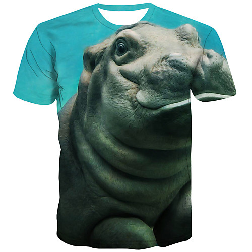 

Men's Plus Size 3D Print T-shirt Street chic Daily Round Neck Rainbow / Short Sleeve
