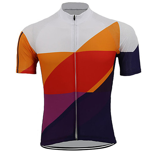 

21Grams Men's Short Sleeve Cycling Jersey Polyester OrangeWhite Patchwork Bike Jersey Top Mountain Bike MTB Road Bike Cycling UV Resistant Breathable Quick Dry Sports Clothing Apparel / Stretchy