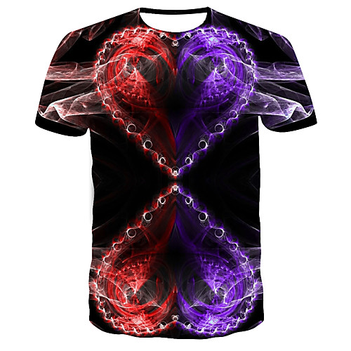 

Men's 3D Print T-shirt Daily Round Neck Purple / Short Sleeve