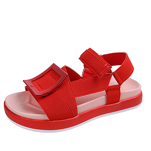 

Women's Sandals Flat Sandal 2020 Spring & Fall / Spring & Summer Flat Heel Open Toe Casual Preppy Daily Outdoor PU Black / Red / Pink