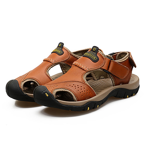 

Men's Summer Classic / Beach Daily Outdoor Sandals Water Shoes / Upstream Shoes Cowhide Breathable Non-slipping Wear Proof Light Brown / Dark Brown / Khaki