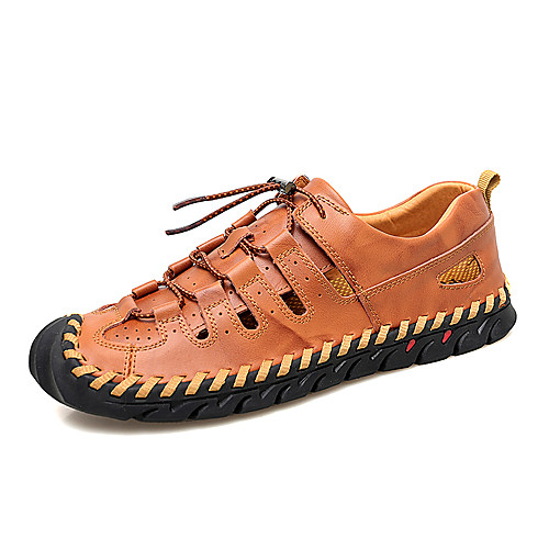 

Men's Summer Casual Daily Beach Sandals Water Shoes / Upstream Shoes Faux Leather Breathable Non-slipping Black / Yellow / Red