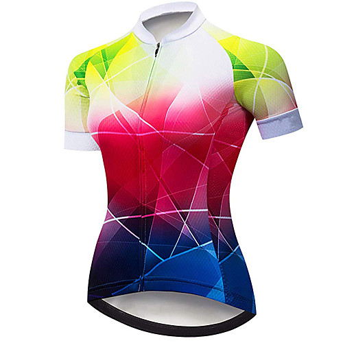 

21Grams Women's Short Sleeve Cycling Jersey Spandex Polyester RedBlue Plaid Checkered Bike Jersey Top Mountain Bike MTB Road Bike Cycling UV Resistant Breathable Quick Dry Sports Clothing Apparel
