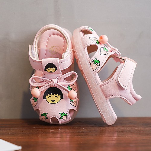 

Girls' Comfort PU Sandals Toddler(9m-4ys) Walking Shoes Pink / Beige Spring / Summer / Slogan