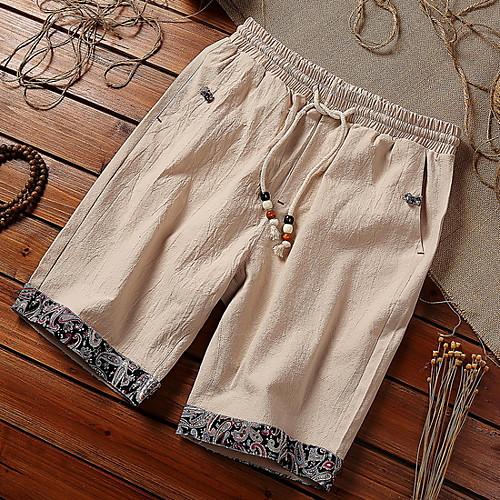 

Men's Basic Slim Shorts Pants - Print Drawstring Summer Black Camel Khaki US32 / UK32 / EU40 / US34 / UK34 / EU42 / US36 / UK36 / EU44