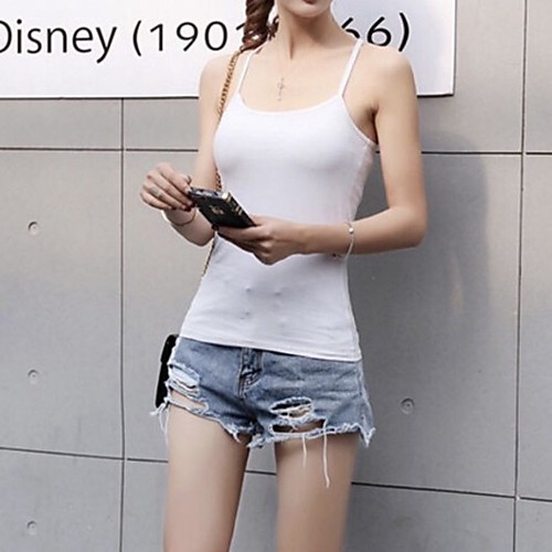 

Women's Solid Colored Camisole Basic Sexy Daily Going out White / Black