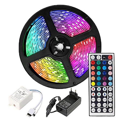 

5m Flexible LED Strip Lights Light Sets RGB Tiktok Lights 3528 SMD 8mm RGB Remote Control RC Cuttable Dimmable 100-240 V Linkable Self-adhesive Color-Changing IP44