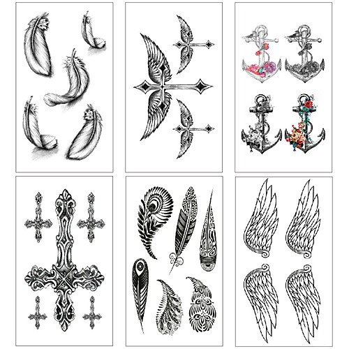 

6 pcs Temporary Tattoos Water Resistant / Waterproof / Mini Style / Safety Face / Body / Hand Water-Transfer Sticker Body Painting Colors