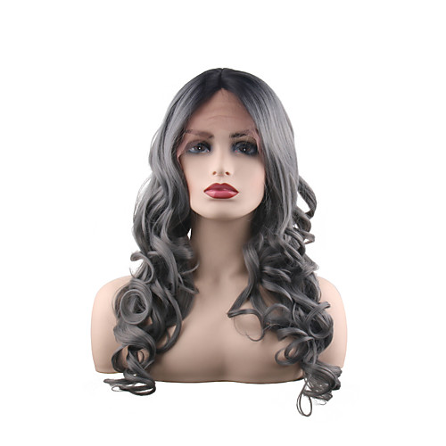 

Synthetic Lace Front Wig Curly Middle Part Lace Front Wig Long Synthetic Hair 28 inch Women's Women Synthetic Best Quality Gray
