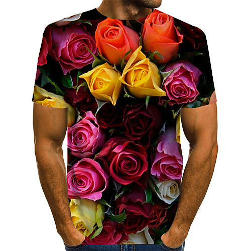 

Men's Plus Size Geometric 3D Print T-shirt Street chic Exaggerated Daily Going out Round Neck Rainbow / Short Sleeve