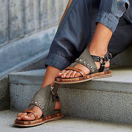 

Women's Sandals Flat Sandals Bunion Sandals Summer Flat Heel Round Toe Daily PU Black / Yellow / Army Green