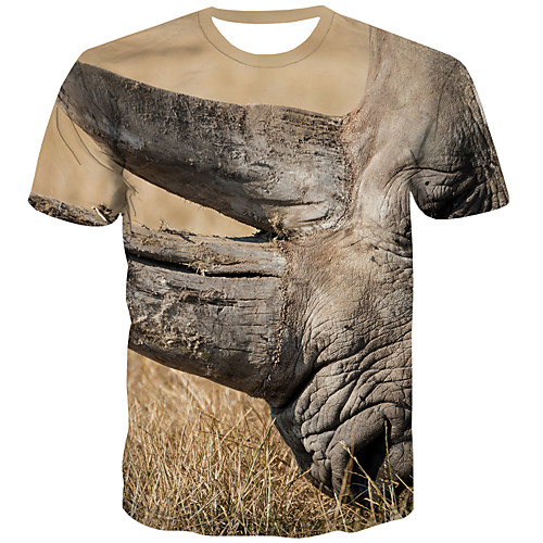 

Men's Plus Size 3D Print T-shirt Street chic Daily Round Neck Rainbow / Short Sleeve