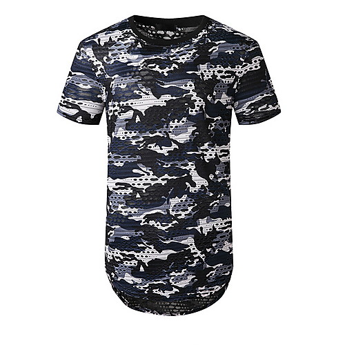 

Men's Geometric Print Slim T-shirt Basic Daily Round Neck Red / Army Green / Navy Blue / Short Sleeve