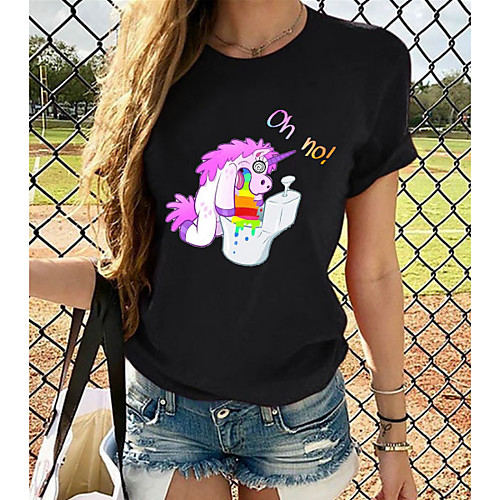 

Women's Plus Size Graphic 3D Print Pleated Print Loose T-shirt Street chic Exaggerated Daily Going out Rainbow