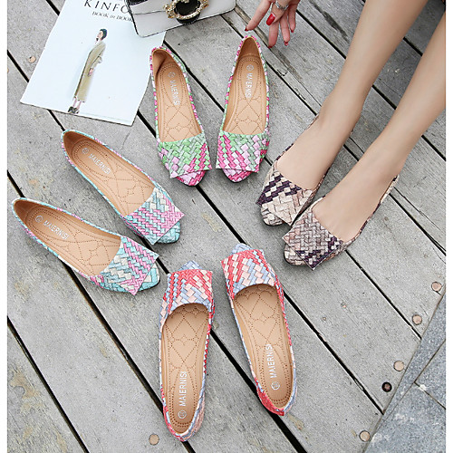 

Women's Loafers & Slip-Ons 2020 Spring / Summer Flat Heel Round Toe Daily PU Red / Green / Blue