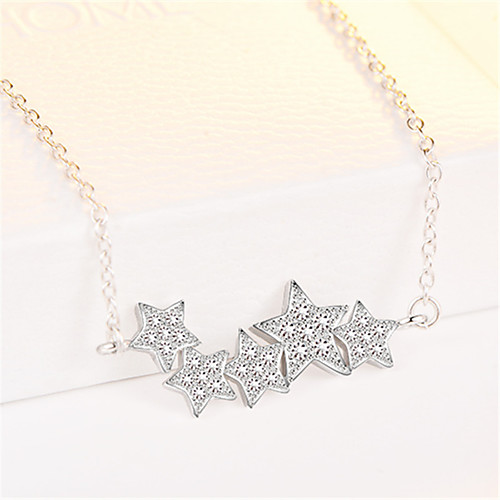 

Women's White Synthetic Diamond Pendant Necklace Chain Necklace Necklace Rolo Star Punk Trendy Casual / Sporty Fashion Copper Silver Plated Silver 405 cm Necklace Jewelry 1pc For Anniversary Sport