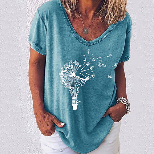 

Women's Geometric T-shirt Daily White / Black / Blue / Blushing Pink / Army Green / Gray