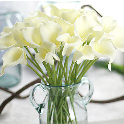 

10pcs / Lot PU Artificial Flowers Calla Lilies Bouquet Flower Bouquet