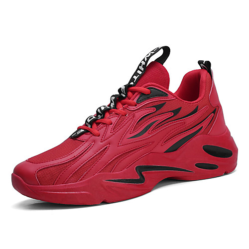 

Men's Spring & Summer Sporty Athletic Trainers / Athletic Shoes Running Shoes Mesh / PU Non-slipping Black and White / Orange / Black / Red Color Block