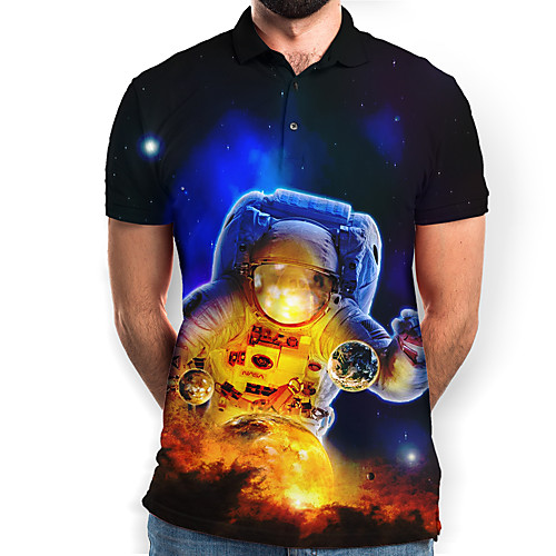 

Men's Galaxy Graphic Print Polo Daily Black / Short Sleeve