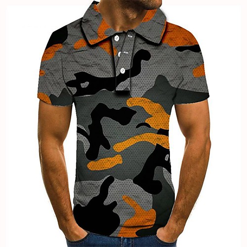 

Men's 3D Polo Basic Daily Shirt Collar Rainbow / Short Sleeve