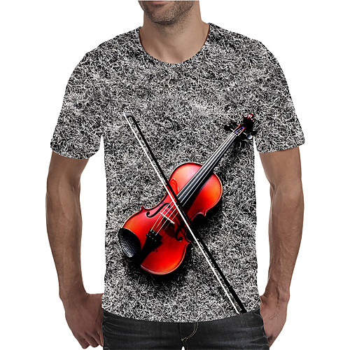

Men's Plus Size Geometric Color Block Print T-shirt Street chic Exaggerated Holiday Going out Round Neck Rainbow / Short Sleeve