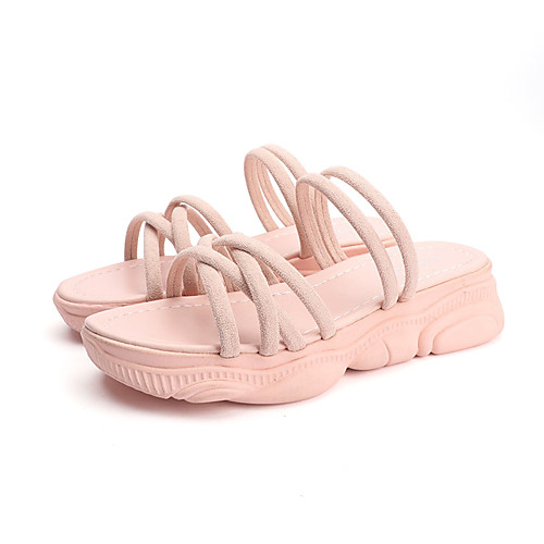 

Women's Sandals / Slippers & Flip-Flops Wedge Sandals Summer Wedge Heel Open Toe Daily Outdoor Suede Black / Pink / Beige