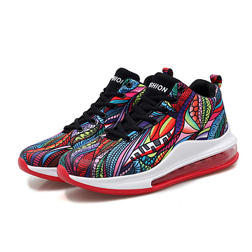 

Men's Summer Sporty Athletic Trainers / Athletic Shoes Basketball Shoes PU / Elastic Fabric Non-slipping Black / Rainbow Color Block