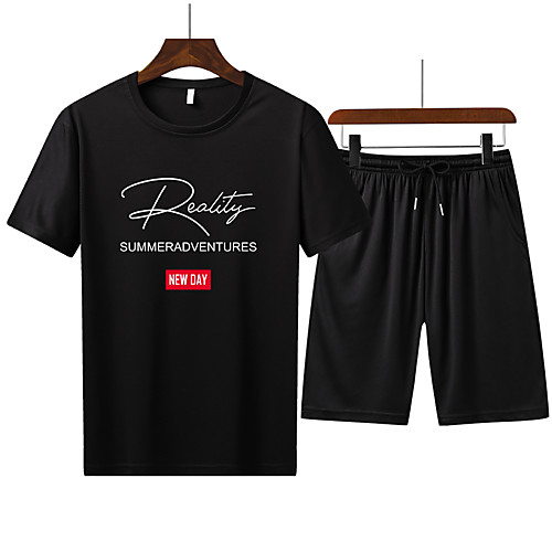 

Men's Graphic Solid Colored Print Set Basic Daily Sports Round Neck White / Black / Red / Gray / Short Sleeve