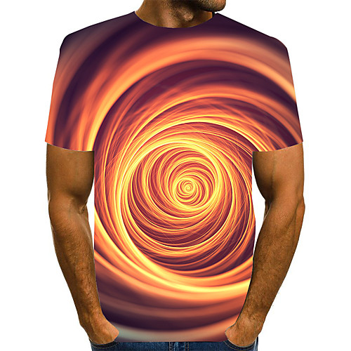 

Men's Graphic 3D Print Black & Gray Print T-shirt Basic Exaggerated Daily Round Neck Yellow / Short Sleeve