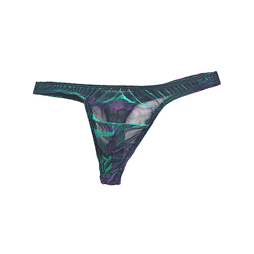 

Men's 1 Piece Mesh G-string Underwear - Normal Low Waist Red Green Navy Blue One-Size