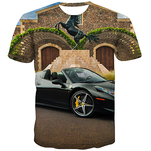 

Men's Plus Size 3D Print T-shirt Street chic Daily Round Neck Rainbow / Short Sleeve