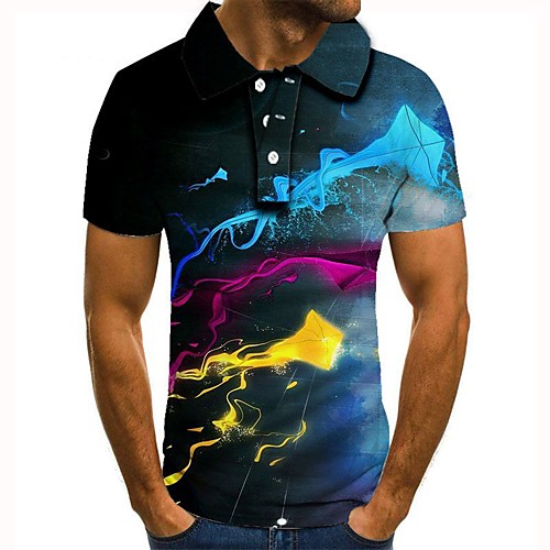 

Men's 3D Polo Basic Daily Shirt Collar Rainbow / Short Sleeve