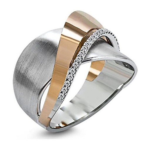 

Women's Ring Belle Ring AAA Cubic Zirconia 1pc White Copper Rose Gold Plated Silver-Plated Irregular Statement Luxury Party Evening Gift Jewelry Geometrical Wearable