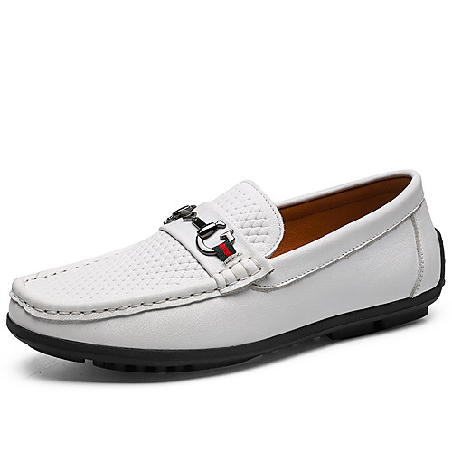 

Men's Fall / Spring & Summer Casual / British Daily Outdoor Loafers & Slip-Ons Nappa Leather Breathable Non-slipping Wear Proof White / Black