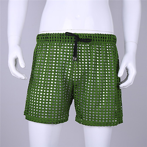 

Men's Mesh Boxers Underwear - Normal Low Waist Yellow Red Green S M L