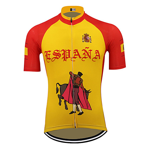 

21Grams Men's Short Sleeve Cycling Jersey Orange Bike Jersey Top Mountain Bike MTB Road Bike Cycling UV Resistant Breathable Quick Dry Sports Clothing Apparel / Stretchy